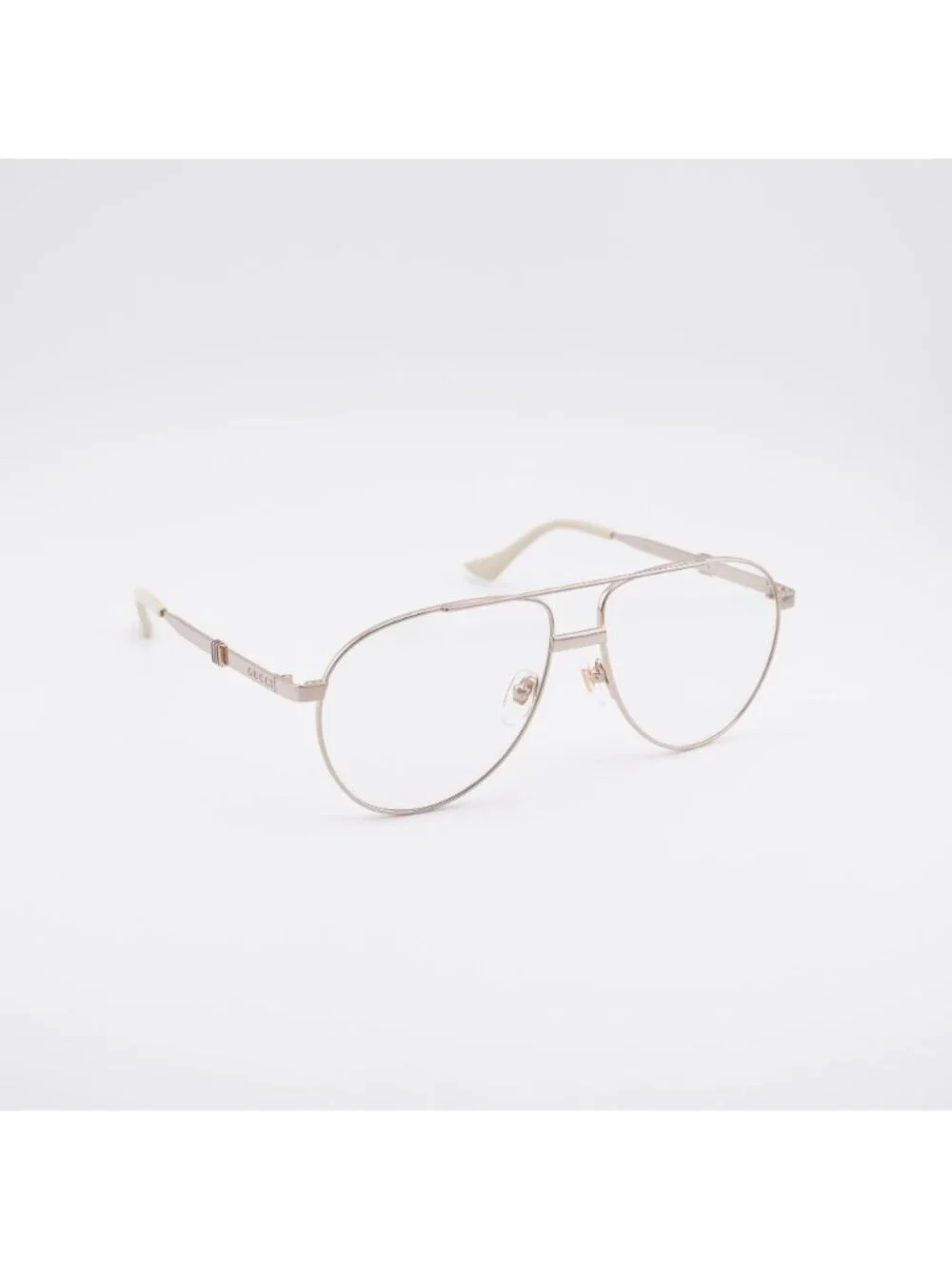 Gucci GG1440S 005 Sunglasses Gold Aviator Frame, Clear Lenses